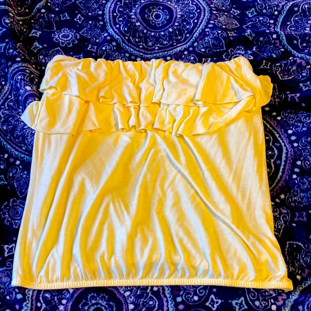 Yellow American Eagle strapless ruffle tube top!